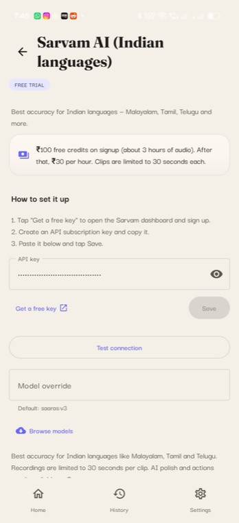 Language settings